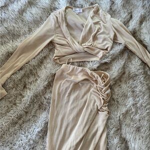 Ooh La Luxe Champagne Two-Piece Skirt Set